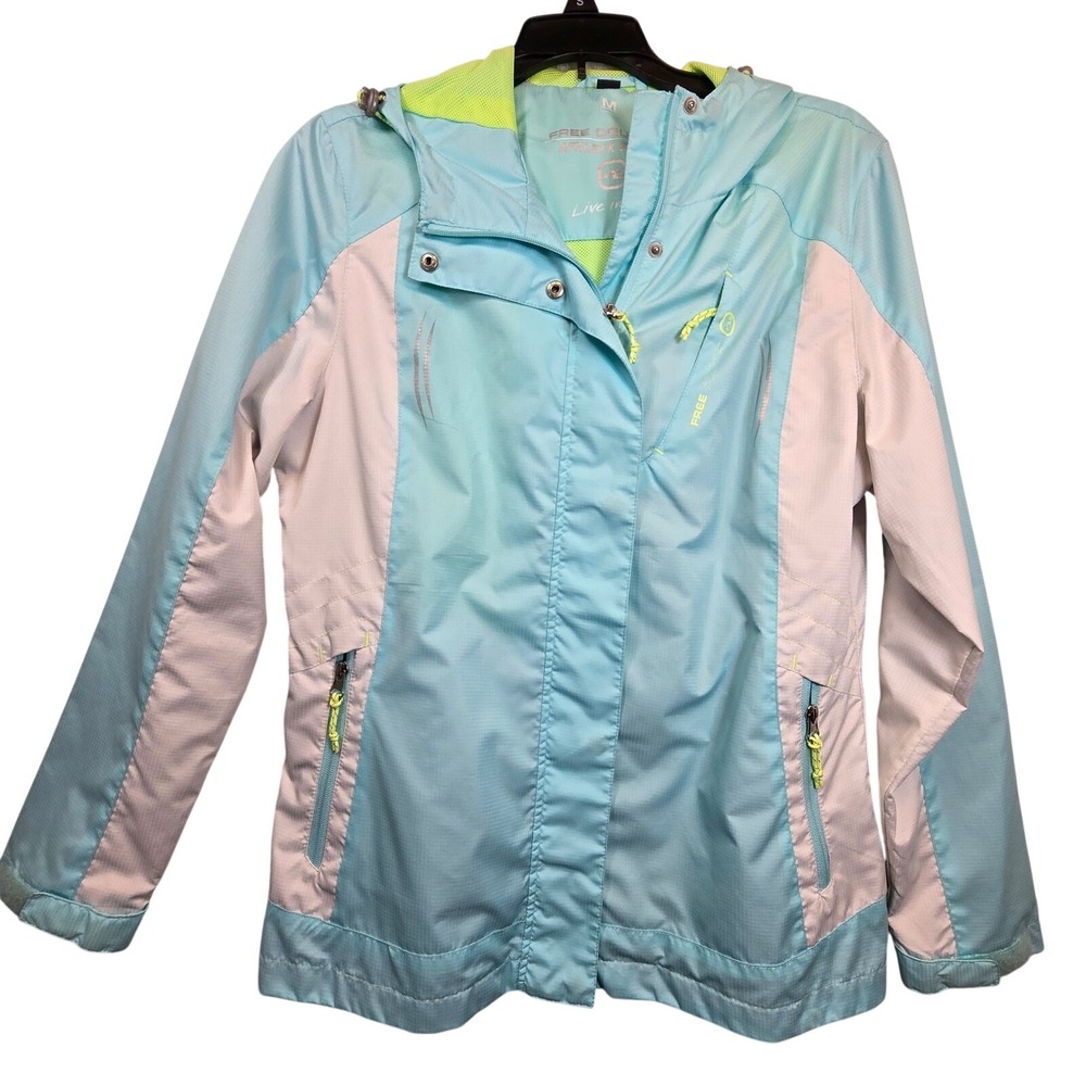 Free Country Hooded Athletic Jacket Hiking Preppy Coat Windbreaker Womens Medium